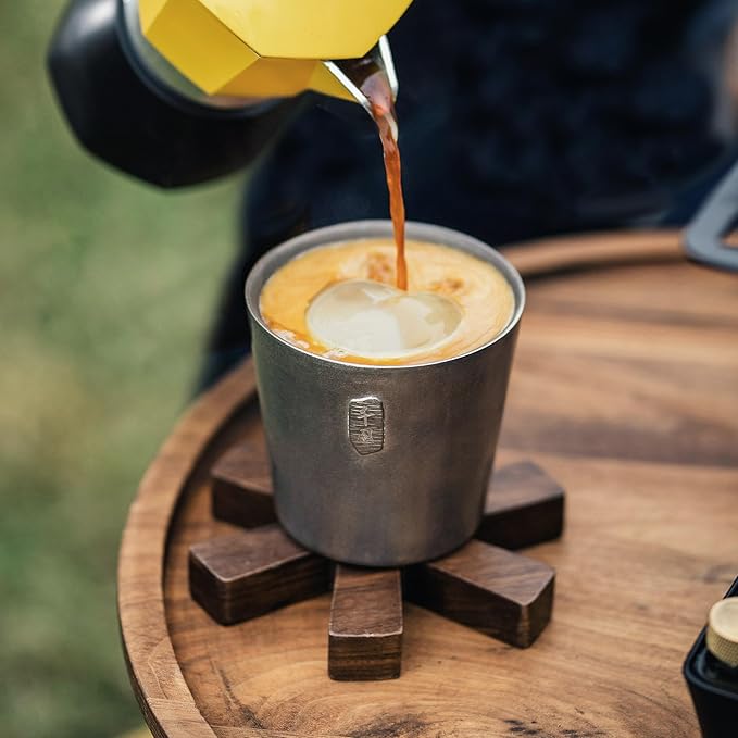 Titanium Camping Mug, Double Wall 300ml/10 oz Outdoor Cup, Anti-scald Camping Coffee Water Mug for Outdoor Hiking Backpacking