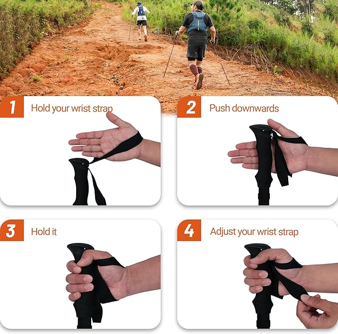 Trekking Poles Collapsible Hiking Poles - Trekking Sticks with Quick Lock System Lightweight for Hiking, Camping