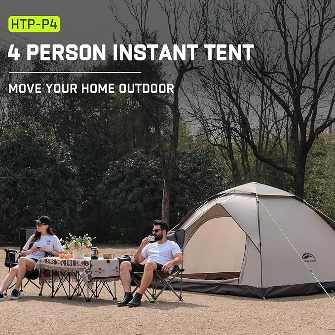 Happy Travel 1/2/3/4 Person Camping Tent, Instant Easy Pop Up Tents for Camping,Automatic Waterproof Family Camping Tent, Easy Set Up Tent,Portable Windproof Dome Tent for Camping Hiking & Traveling