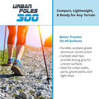 Urban Poling Series 300 Urban Poles – 1 Pair – Fitness Edition- Patented Ergonomic CoreGrip™ for Stability – Adjustable, Collapsible, Lightweight for Comfort