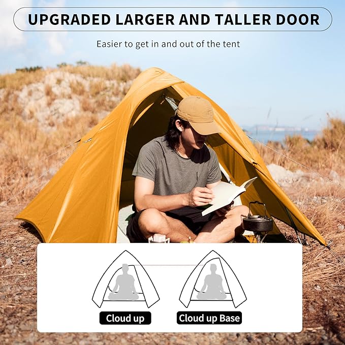 Naturehike Cloud-Up Tent Lightweight Backpacking Tent with Footprint - Free Standing Ultralight Camping Hiking Backpack Tents