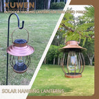 Solar Lanterns Outdoor Waterproof - Outdoor Hanging Lantern with Shepherds Hook, Christmas Halloween Housewarming Gifts for Women Mom Grandma, Lanterns Decorative Outdoor for Yard Patio Backyard Porch