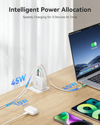 100W USB C Charger Block, 3-Port GaN+ USB C Super Fast Charger Foldable Compact Wall Charger for iPhone 17/16/15 Series, Galaxy S25/S24, iPad Pro, MacBook Air, Google Pixelbook, Steam Deck