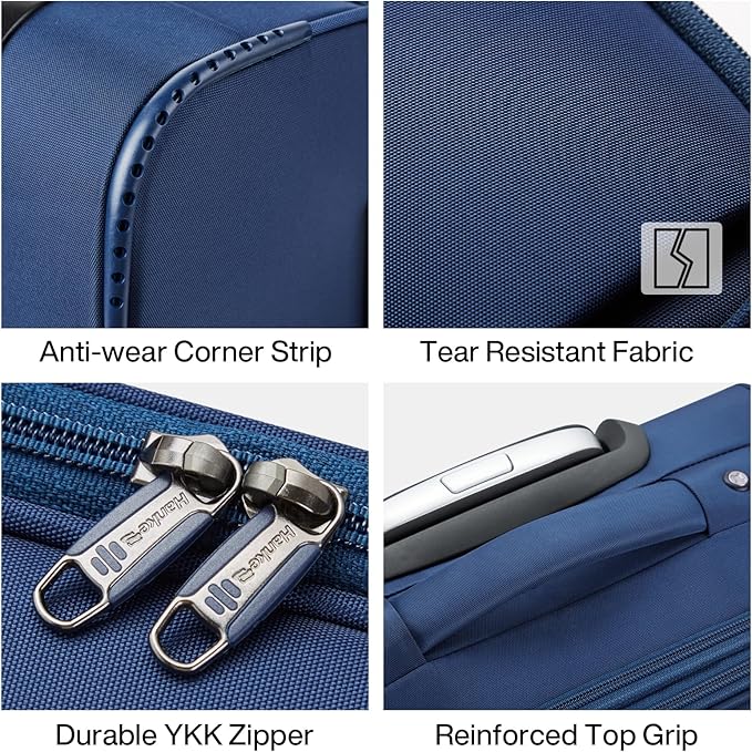 Hanke Softside Expandable 20 Inch Carry On Luggage with Wheels Airline Approved, TSA Luggage Lightweight Rolling Suitcases for Travel Carry On Bag(Blue)