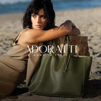 Italian Leather Tote Bag for Women - Large Shoulder Shopper, Fits 16” Laptop, Keychain Holder, Made in Italy