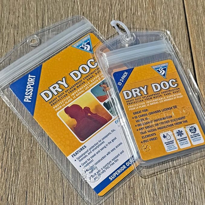 Seattle Sports Co Clear, Waterproof Passport Protector - 5" Tall, 4" Wide, PVC Free, Zip Locking Closure, Puncture Resistant - Waterproof Passport Holder for Travel, Vaccine Card & ID Holder