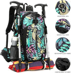 FENGDONG 40L Waterproof Lightweight Outdoor Daypack Hiking,Camping,Travel Backpack for Men Women Leaf