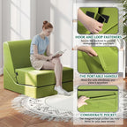 jela Outdoor Chaise Lounge, Waterproof Folding Sofa Bed Lounge Chair, UV Resistant Folding Lounge Chair with Machine Washable Cover, Soft Foam Patio Sofa Chairs Pool Lounge Chaise Chairs (Green)