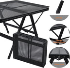 3 FT Folding Grill Table, Portable Camping Table for Outside, 3 Adjustable Height Folding Table with Desktop, Lightweight Outdoor, Camping, Picnic, BBQ