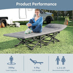 Camping Cot, Folding Cot Bed for Adults with Built-in Mattress and Pillow, Portable Outdoor Sleeping Cot for Camping and Travel, with Carry Bag, Grey, Max Load 450 LBS