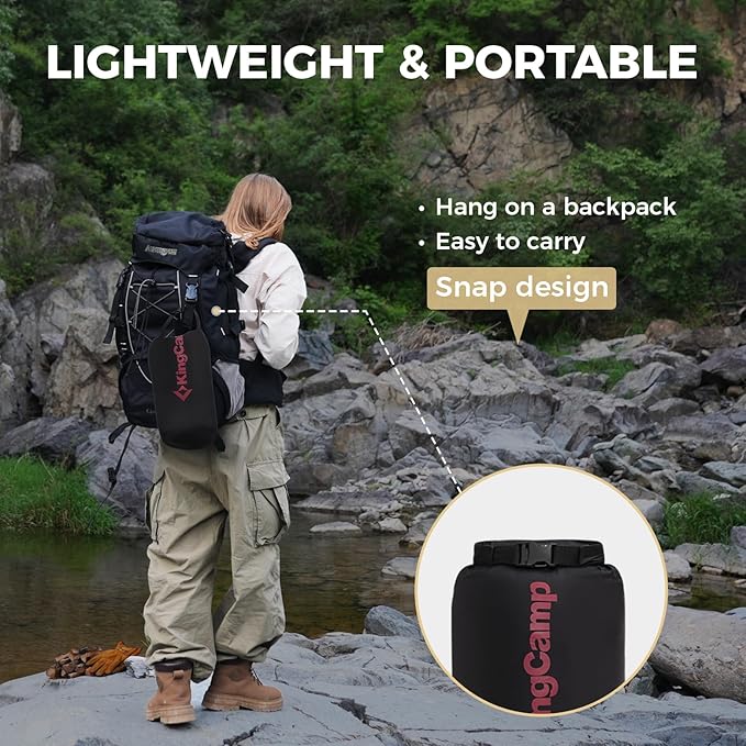 KingCamp Ultralight Camping Blanket, Packable Down Alternative Puffy Wearable Blankets Weatherproof Warm Package Quilt with Snap Buttons & Corner Loops for Outdoor Travel Stadium (69"L x 53"W, BLACK)