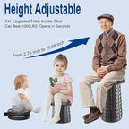 Upgraded XXL Taller 19.7" Wider 11.8" Collapsible Stool with Cushion,Adjustable Seat with Load Capacity 1000lbs, More Taller&Wider Portable Retractable Stool for Adults Camping Fishing Hiking BBQ