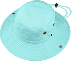 Wide Brim Hiking Fishing Safari Boonie Bucket Hats 100% Cotton UV Sun Protection for Men Women Outdoor Activities