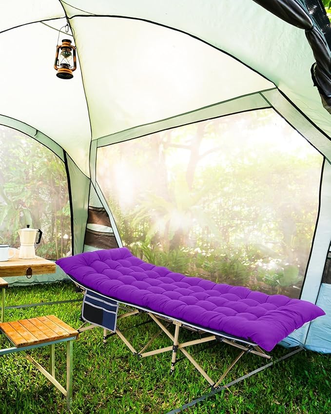 Sportneer Camping Cot, Camping Cots for Adults with Mattress Max Load 450 LBS Heavy Duty Portable Sleeping Folding Bed with Padded for Camping Tent Office Outdoor Travel Sleep Over (1, Blue+Purple)