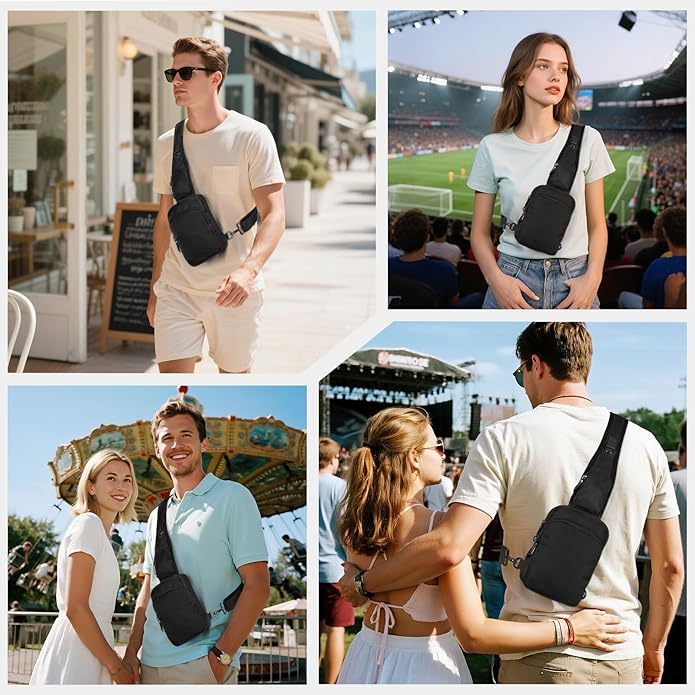 VADOO Sling Bag, Crossbody Bag with Zipper Lock, RFID Blocking & Water Resistant for Men and Women
