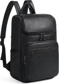 Leather Backpack for Women, Fits 17 Inch Laptop in Main Compartment, Dedicated 15.6 Inch Padded Sleeve, Large Vegan Leather Travel Computer Bag with Luggage Strap for Business and Work, Black