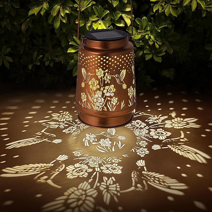 Solar Lanterns Outdoor Waterproof Hummingbird Garden Decorations Gifts for Women Gifts for Mom Grandma Birthday Gifts Hanging Solar Lanterns Outdoor for Patio Decoration, Deck, Lawn, Passageway