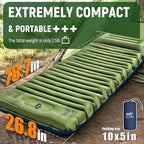 Camping Sleeping Pad, Thick 5 Inch Camping Mat with Pillow Built-in Foot Pump Ultralight Inflatable Sleeping Pads for Camping, Backpacking, Hiking, Tent