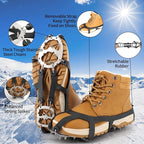 Ice Cleats, Upgraded Snow Grips 18 Stainless Steel Spikes Crampons, Strong Traction Anti-Slip, Walking Hiking on Ice & Snow Ground, Mountain Climbing, for Shoes Boots