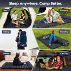 Double Sleeping Pad for Camping – 4” Thick Inflatable Camping Mattress 2 Person, Built-in Foot Pump & Pillow, Ultralight Self-Inflating Camping Mat for Tent, Hiking, Backpacking, Traveling