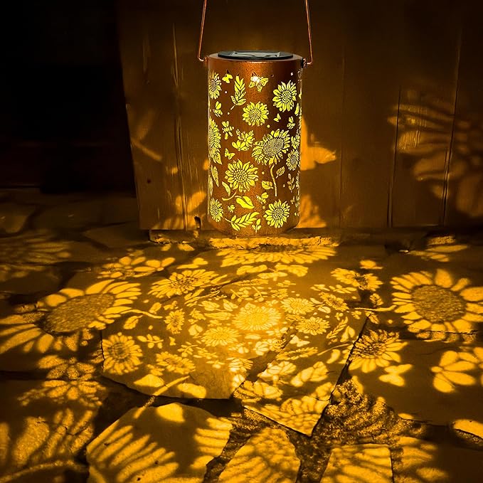 Birthday Gifts for Women Mom Grandma, Sunflower Solar Lanterns Outdoor Waterproof, Hanging Solar Lights for Yard, Patio, Porch, Garden Decor