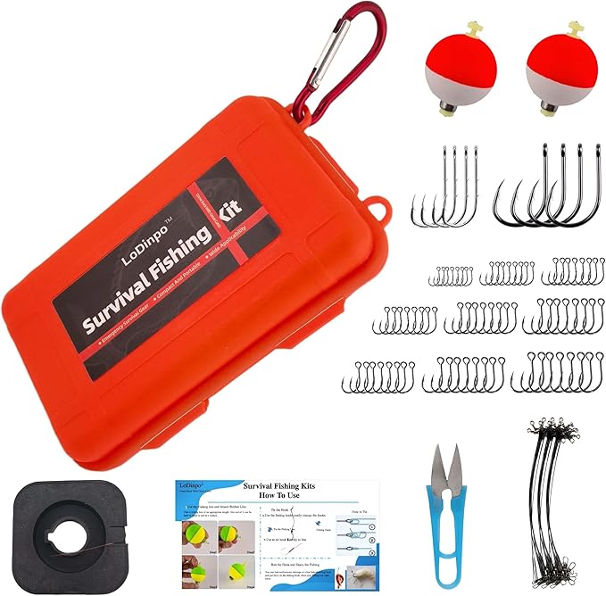 Mini Survival Fishing Kit Small Emergency Fishing TackleBox Pocket Outdoor Fishing Set Travel Party Fishing shoebox Surf Survivalist Fishing Accessories Pack Fishing Gear Gifts for Starter Men