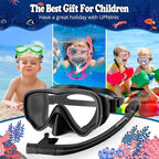 U PHITNIS Kids Snorkel Set for Age 4-14 - Dry Top Snorkeling Gear for Kids Junior & Youth - Childs Diving Mask with Big Eyes for Boys Girls - Anti-Fog Snorkeling Mask and Snorkel Set