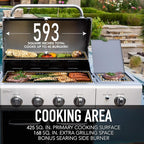 Kenmore 4-Burner BBQ Gas Grill with Searing Side Burner, Propane Grill, 52,000 BTUs, Warming Rack, Electronic Ignition & Cast Iron Cooking Grates, Black/Stainless Steel