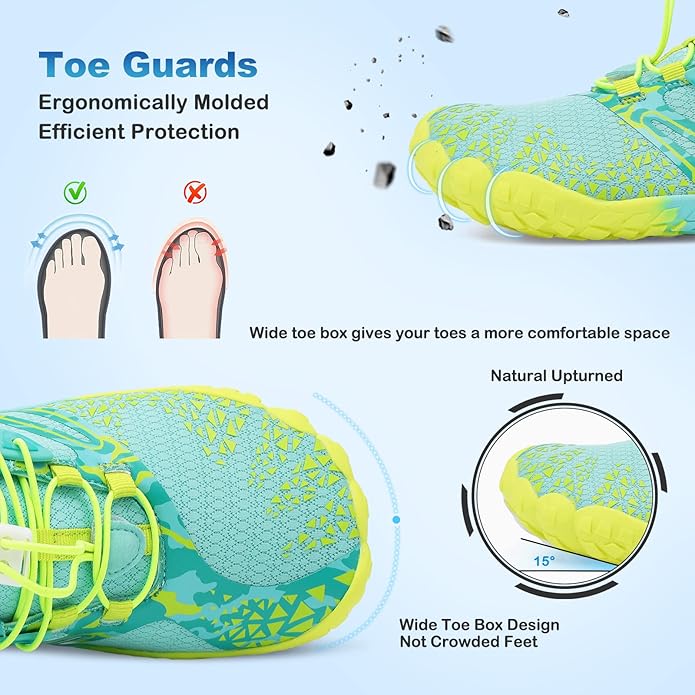 L-RUN Barefoot Water Shoes Women Mens Aqua Sock Athletic Hiking Water Sports Shoes for Swim Beach Pool Sand Diving Walking