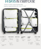 Large Compression Packing Cubes for Travel-Packing Cube Luggage Organizers 7 Piece Set for Checked Luggage-Ultralight, Expandable/Compression Bags by TRIPPED Travel Gear (White/Green)