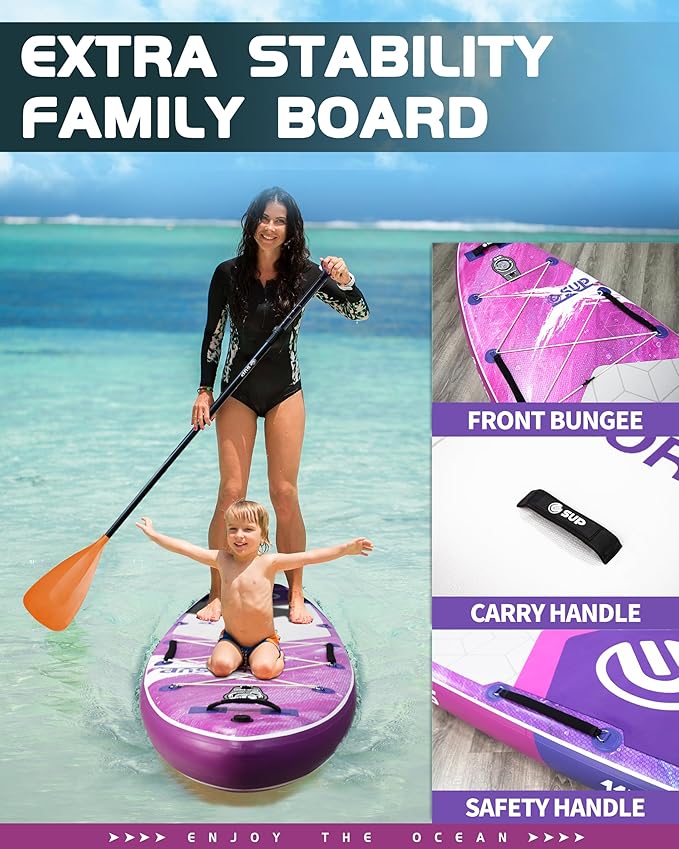 ESUP 11’6 ×34" Wide Inflatable Paddle Board with Premium SUP Paddleboard Accessories, Extra Stable Stand Up Paddle Boards for Adults/425lb/Family/Yoga/Beginner, with Shoulder Strap,Dual-Action Pump