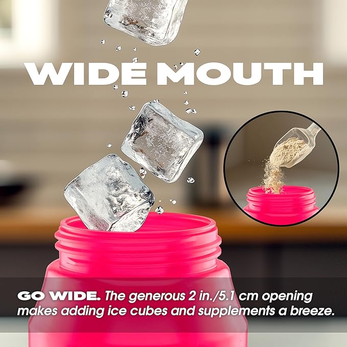 Cannon Sports 1 Liter Sports Water Bottle, BPA-Free, 34 Oz Capacity, Large Mouth, 2 lids (Straw and Squeeze), Great For Helmet Sports Such As Hockey, Lacrosse, Football, Boxing (Pink)