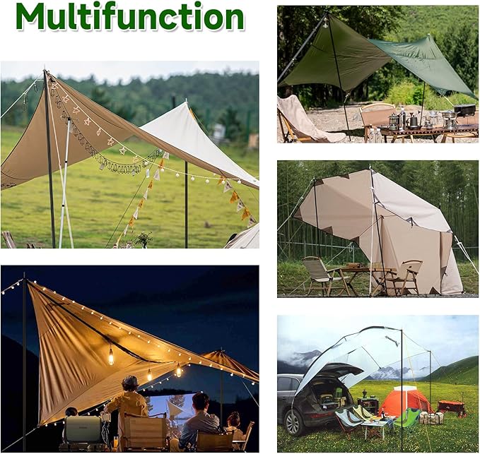 KOMCLUB Telescoping Tent Poles Tarp Poles 5-Section Adjustable Rods for Tent Fly and Tarps Lightweight Replacement Adjustable Tent Poles for Outdoor Sport Camping