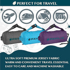 PAVILIA Travel Blanket Airplane Compact with Bag, Soft Packable Plane Blanket Kids Adults, Portable Camping Flight Essentials, Travelers Gifts Accessories, Luggage Backpack Strap, 65x40 Teal Blue