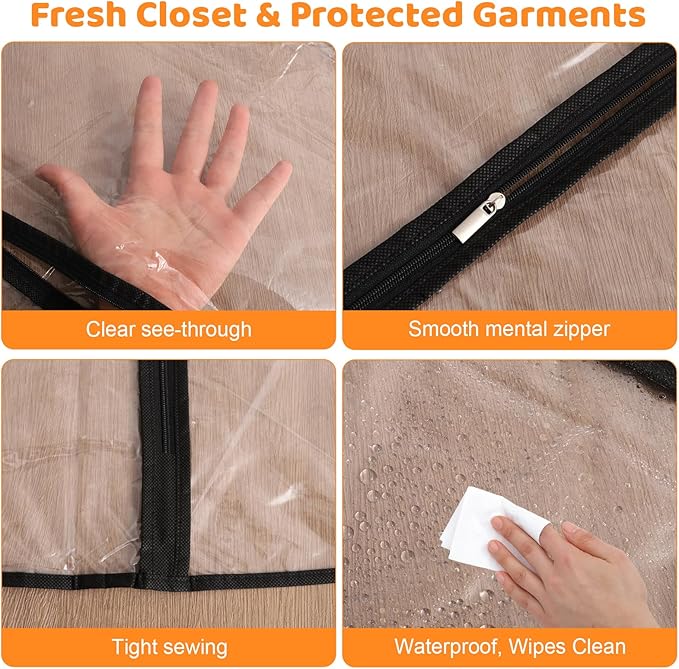 6 Pack Garment Bags 60 * 100cm, 40in Full Clear Garment Covers, Suit Storage Bags, Dress Organizer Bags Used To Protect Shirts, Winter Coats, Jackets