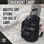 Iron Infidel Battle Bottle - One Gallon Insulated Water Bottle with Dual Carry Handles - 128 oz Tactical Stainless Steel Water Jug & Rugged Extra Large Sleeve with Storage (Black Camo 128 Ounces)