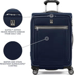 Travelpro Platinum Elite Softside Expandable Checked Luggage, 8 Wheel Spinner Suitcase, TSA Lock, Men and Women, Dark Blue, Checked Medium 25-Inch