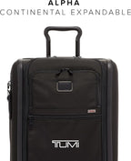 TUMI - Alpha Continental Expandable 4-Wheeled Carry-On Luggage - Compact Travel Suitcase - TSA Lock Tracer - Black