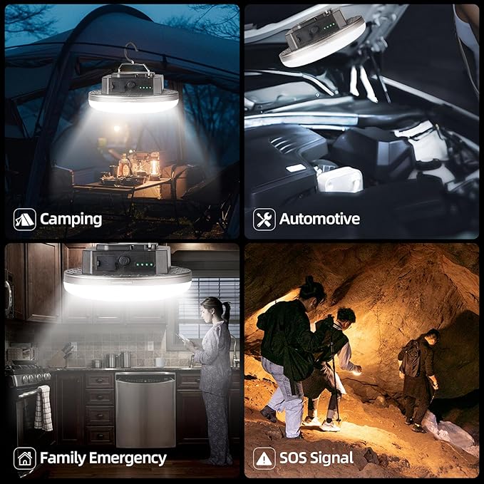 Transparent Portable Rechargeable LED Camping Lights,Waterproof Outdoor Light with 5000Lm,Super Bright Hanging Lanterns for Tents, Canopies & Outdoor Emergencies