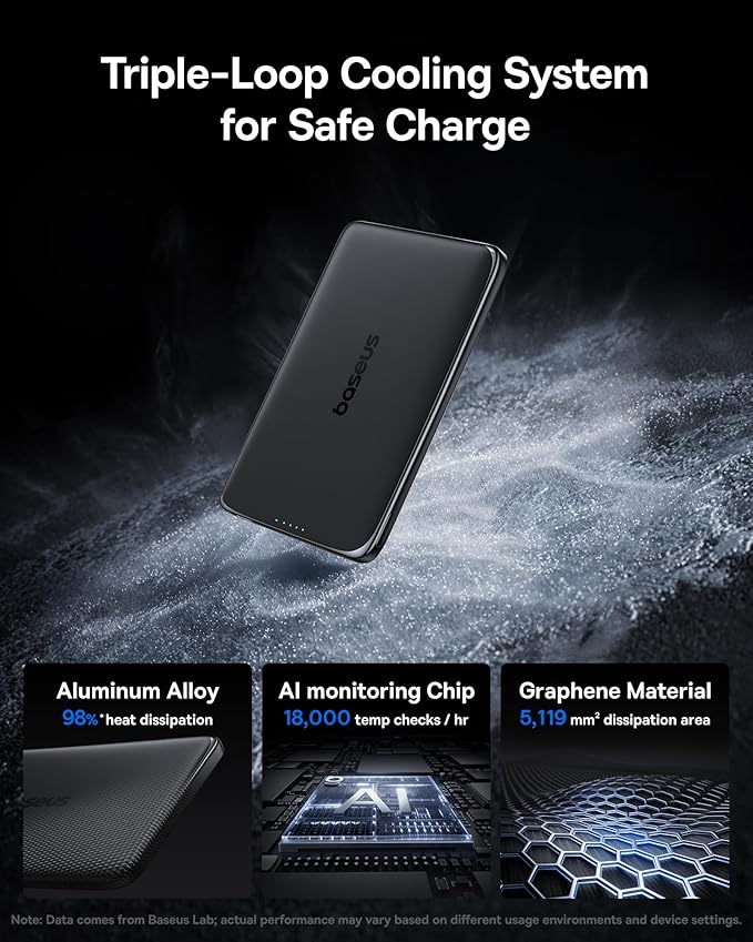 Baseus Picogo Power Bank, 0.3" Ultra Slim 5000mAh MagSafe Battery Pack Bundle with Mini Power Bank Fast Charging 67W, 10000mAh Small Portable Phone Charger Built-in Dual USB C Braided Cables