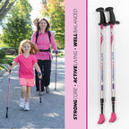 Urban Poling - Urban Poles 4Life - Lightweight, Aluminum Nordic Walking Sticks - Pink & Silver - 1 Pair – for Users 4'2"–6'2" - Collapsible & Adjustable Hiking Gear