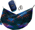 Hurley Duo Camping Hammock - 1 Person Portable Hammock for Camping, Heavy Duty Hammock with Parachute Nylon Fabric - Camping Accessories & Camping Gear for Outdoor Activities - Holds Up to 400lbs
