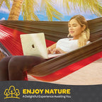 Durable Hammock 500 lb Capacity, Nylon Camping Hammock Chair - Double or Single Sizes w/Tree Straps and Attached Carry Bag - for Travel/Backpacking/Beach/Backyard (Large, Dark Blue & Forest Green)