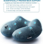 Keemall 2Pack Inflatable Travel Neck Pillow for Airplane Sleeping, Adjustable Blow Up Neck Support Air Pillow Traveling on Plane Long Flights Washable