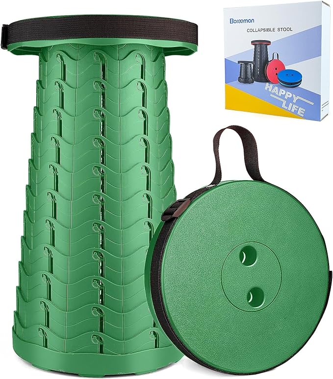 Boreeman Upgraded Folding Stool Lightweight Yet More Sturdy with Load Capacity 400lbs Portable Collapsible Stool for Camping Fishing Hiking BBQ (Army Green)