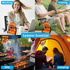 Camping Fan with Smart Voice， 22500mAh Battery Powered Portable Fan with Light&Hook, 5-Speed 270°Adjustable, Camping Essentials for Indoor, Tent, Travel, Patio, RVing, BBQ, Fishing, Jobsite