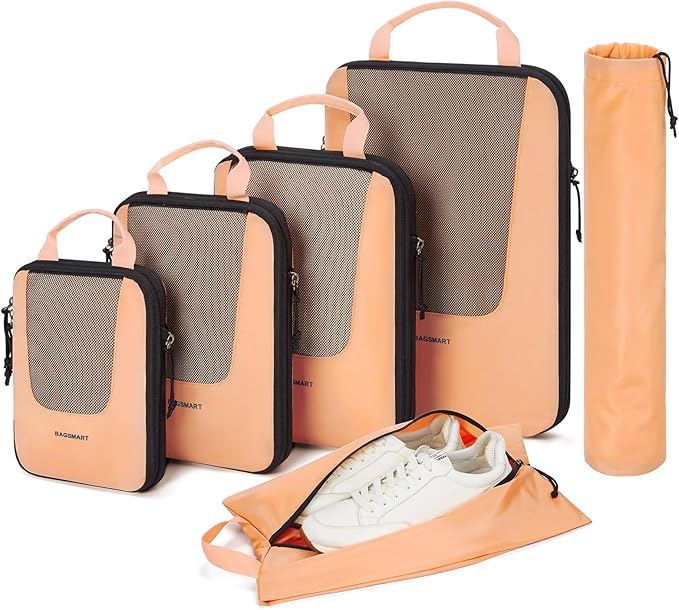 BAGSMART Compression Packing Cubes for Travel, 6 Set/5 Set/4 Set, Compression Suitcase Organizer Bags Set for Suitcases Travel Essentials, Lightweight Packing Organizers