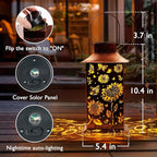 Homemory Sunflower Solar Lanterns Waterproof, Metal Hanging Hollowed-Out Metal Decor Lantern, LED Outdoor Decoration for Outside LED Lanternse for Yard, Backyard, Porch, Lawn