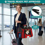 PetAmi Airline Approved Pet Carrier for Cats & Small Dogs, Soft Sided TSA Travel Carrier Bag with Sherpa Bed, Breathable Mesh Ventilation, Collapsible Bowl, Fits Under Seat, Up to 18 lbs, Large Red