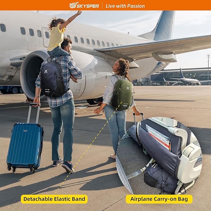 SKYSPER Small Hiking Daypack, 20L Lightweight Travel Backpacks Day Hike Pack with Waist Strap for Women Men